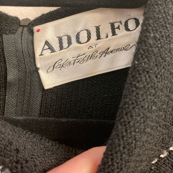 Vintage Adolfo, Saks Fifth Avenue, black knit rhinestone dress - Picture 6 of 7